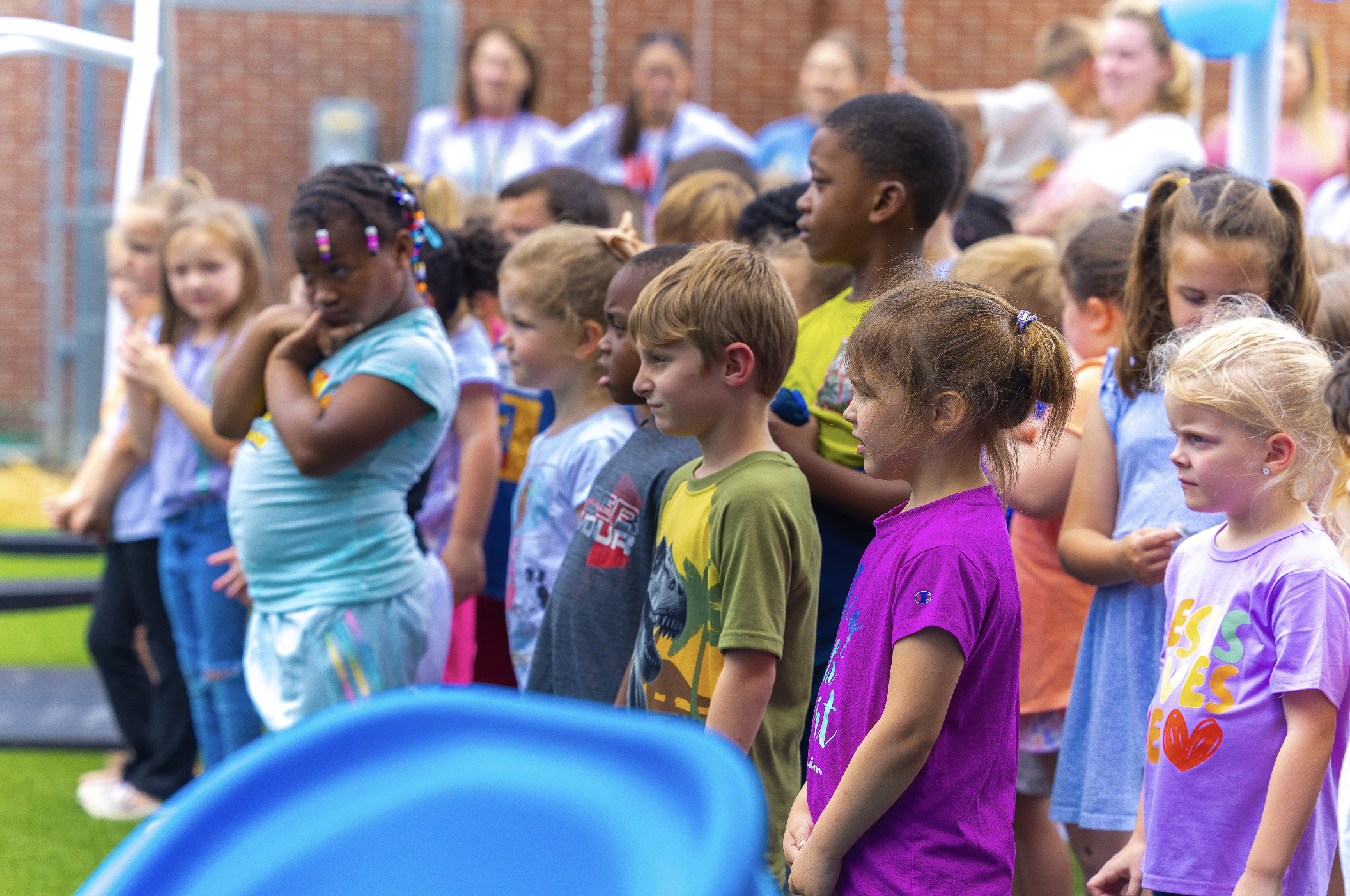 Kids waiting to play at MS Healthy School